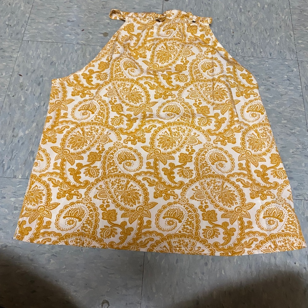 SHEIN Yellow Gold Paisley Print Hi-Neck Work Blouse